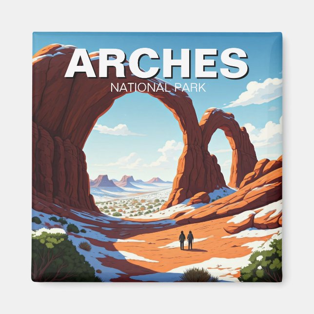 Aimant Hiver randonnée au parc national Moab Utah Arches (Devant)