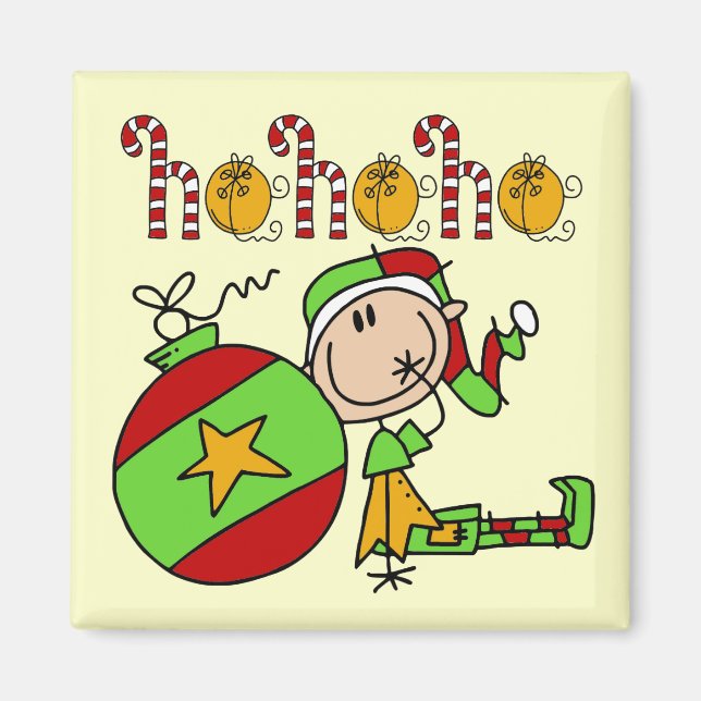 Aimant Ho Ho Ho Fête Elfe Noël (Devant)