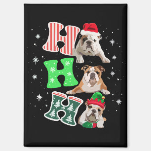 Aimant Ho Ho Ho Santa en Anglais Bouledogue Rennes Noël 