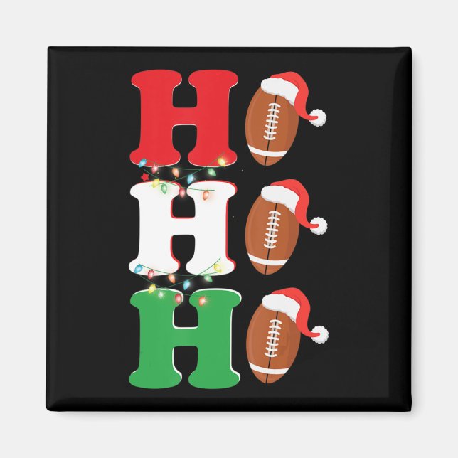 Aimant Ho Ho Ho Santa Hat Fun Football Américain Noël (Devant)
