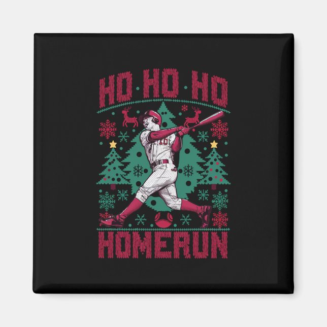Aimant Ho Ho Homerun Baseball Laid Christmas Sweat (Devant)