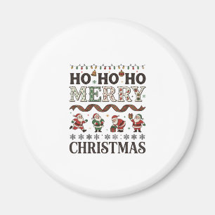 Aimant Ho Joyeux Noël Ruban à Carreaux de Père Noël