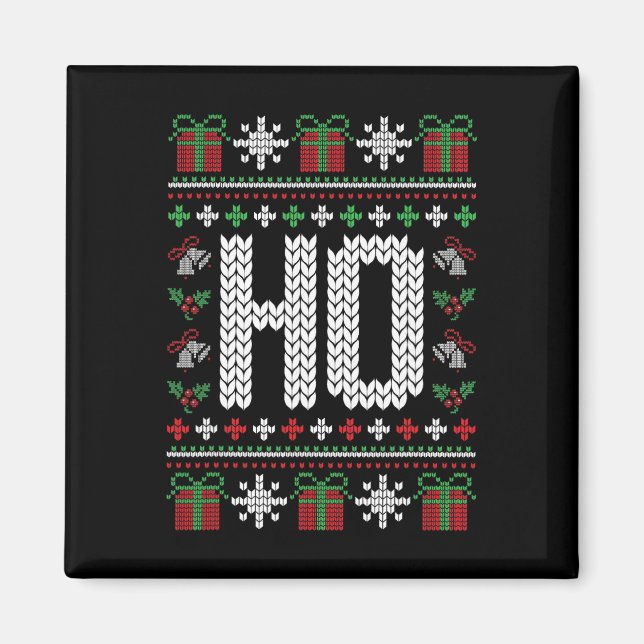 Aimant Ho Où Est Mon Ho Drôle de Pull de Noël Moche Chris (Devant)