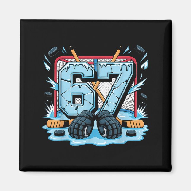 Aimant Hockey 67 Drip Ice Rink Gloves Meme Six Seven Srts (Devant)