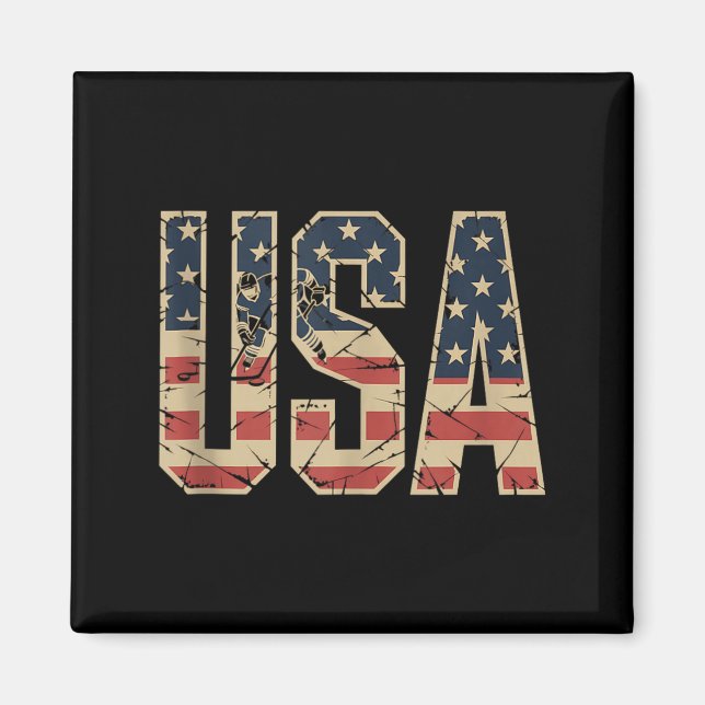 Aimant Hockey Drapeau Américain (Devant)