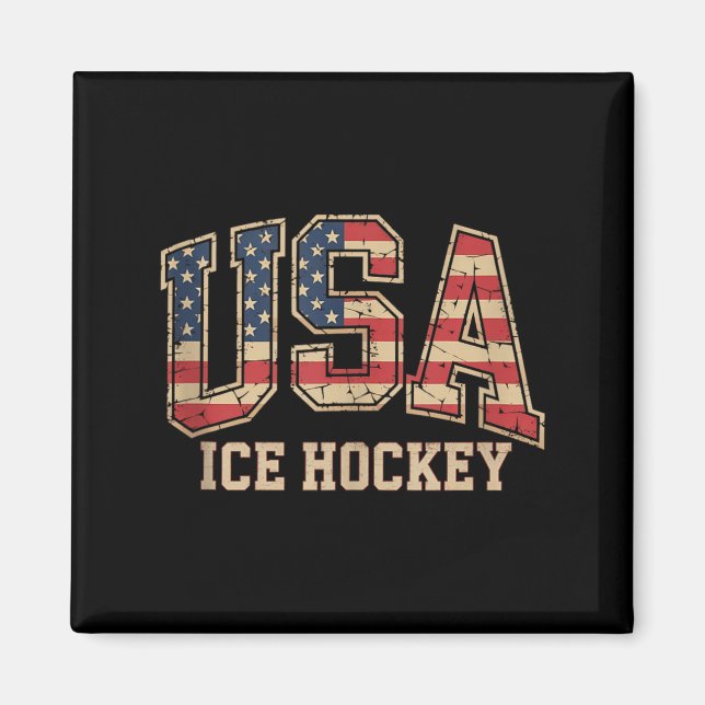 Aimant Hockey Drapeau Américain (Devant)