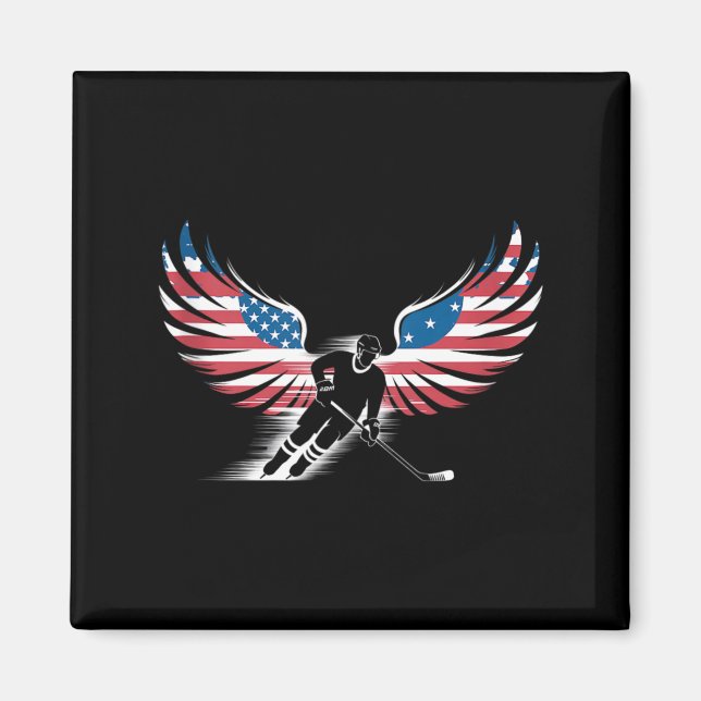 Aimant Hockey Drapeau Américain (Devant)