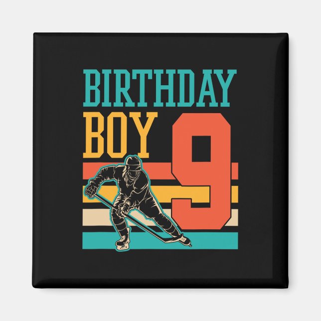 Aimant Hockey sur glace âgé de 9 ans thème 9e anniversair (Devant)