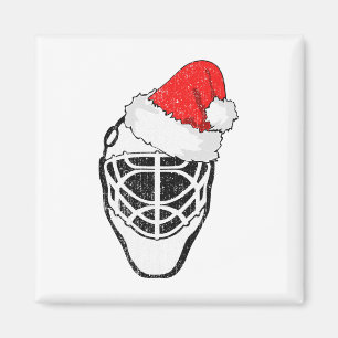 Aimant Hockey sur glace Noël Drôle Gardien de but Chapeau