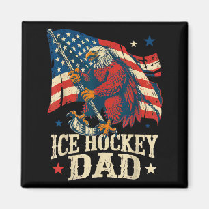 Aimant Hockey sur glace rétro Drapeau américain Papa hock
