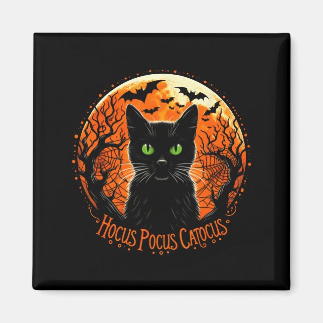 Aimant Hocus Pocus Catocus Halloween Amateur de Chat Noir (Devant)
