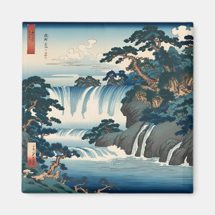 Aimant Hokusai Ukiyo-e Cascade japonaise Paysage bleu