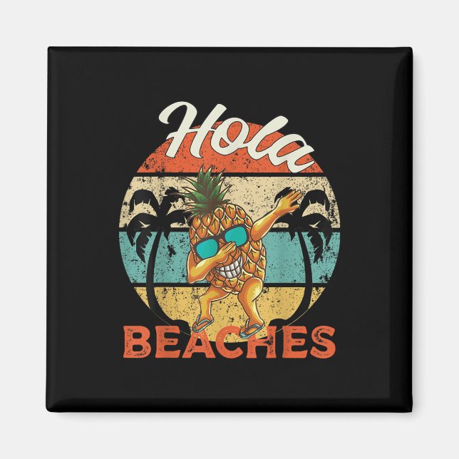 Aimant Hola Plages Femmes Amusantes Aloha Beach Ananas Fa (Devant)