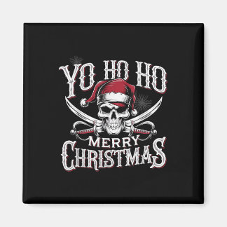 Aimant Holiday Pirate Yo Ho Ho Merry Christmas Santa Hat 