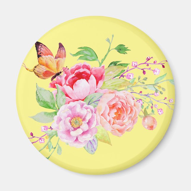Aimant holiES - Bouquet de fleurs de printemps d'aquarell (Devant)