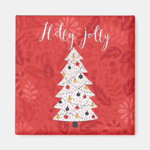 Aimant Holly Jolly Arbre de Noël Illustration d'un Holly