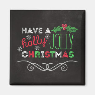 Aimant Holly Jolly Christmas Rustic Chalkboard
