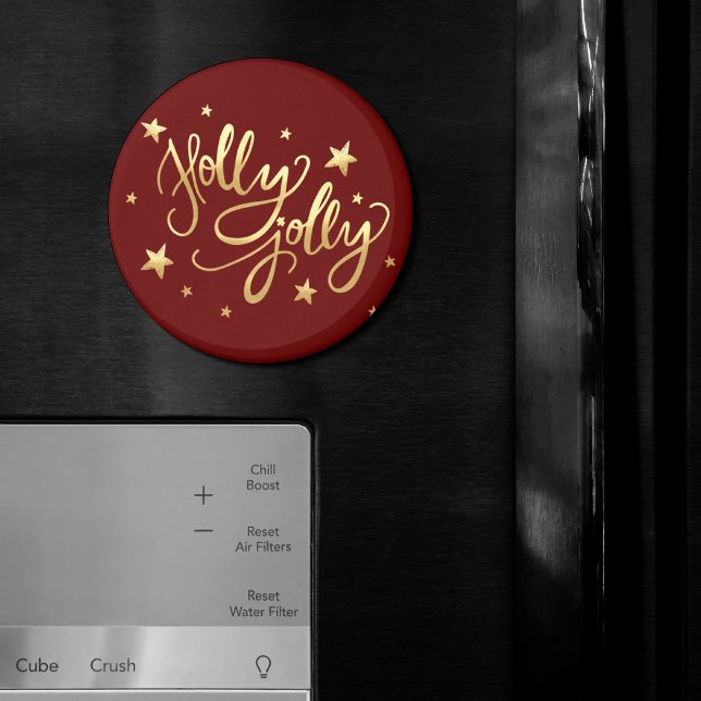 Aimant Holly Jolly | Élégant script de faux or (Créateur téléchargé)