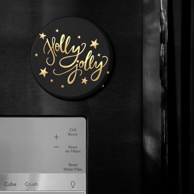 Aimant Holly Jolly | Élégant script de faux or (Créateur téléchargé)