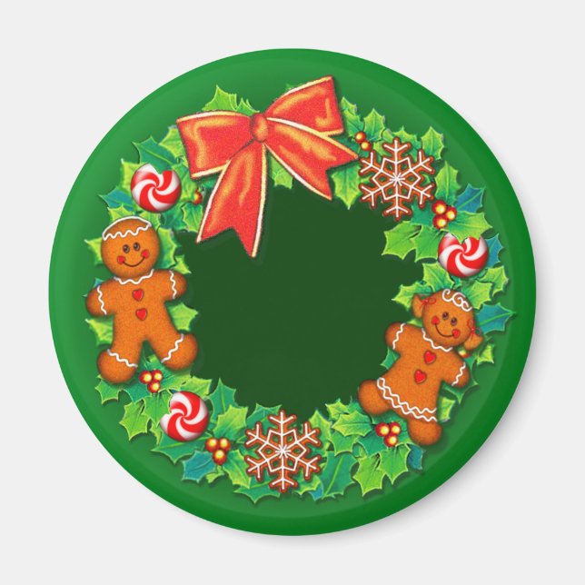 Aimant HOLLY, PINWHEELS & GINGER WREATH par SHARON SHARPE (Devant)