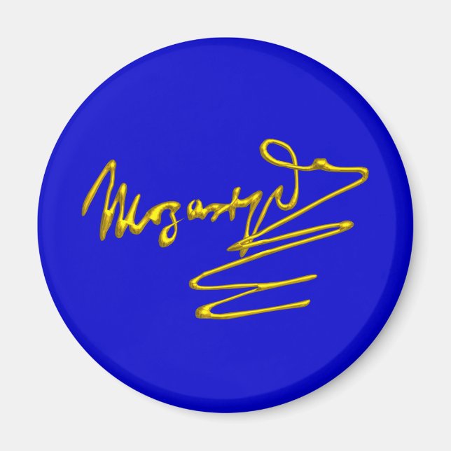 Aimant HOMAGE À MOZART Gold Signature Du Compositeur Blue (Devant)