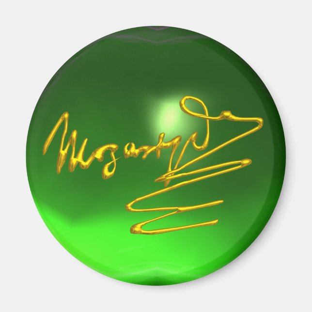 Aimant HOMAGE À MOZART Signature 3D Gold Compositeur Vert (Devant)
