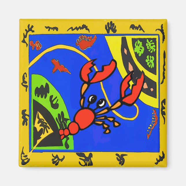 Aimant Homard, Épisette Abstraite, Style Matisse (Devant)