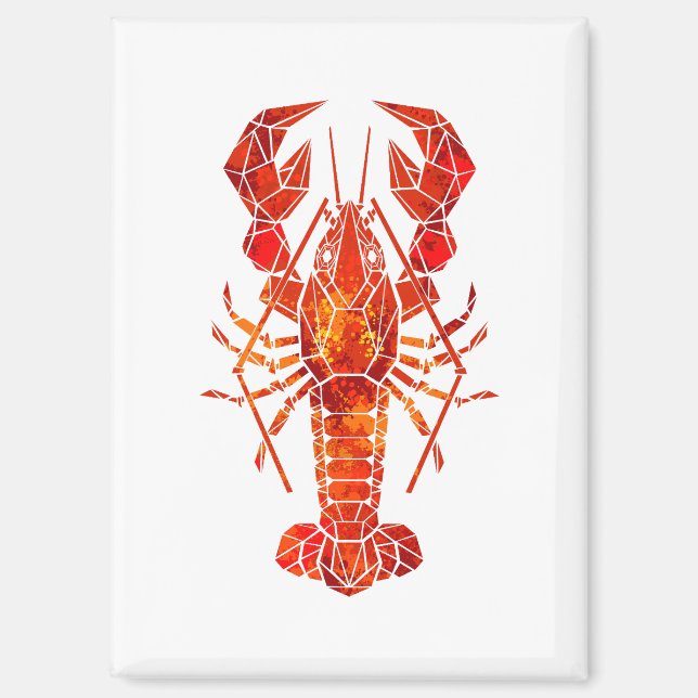 Aimant Homard polygonal rouge (Recto)