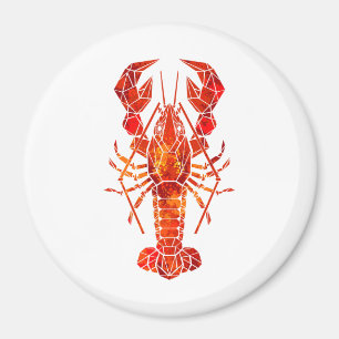 Aimant Homard polygonal rouge
