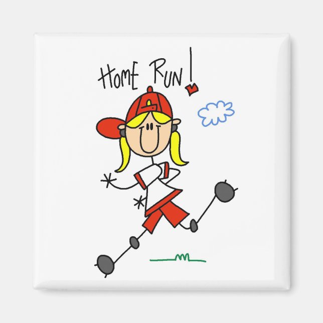 Aimant Home Run Girls Softball T-shirts et cadeaux (Devant)