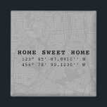 Aimant Home Sweet Home | Carte et coordonnées personnalis<br><div class="desc">Créez votre propre carte personnalisée et coordonne l'aimant avec ce modèle facile à utiliser. Cet aimant modèle dispose de coordonnées personnalisées et d'une carte en niveaux de gris modèle générique avec des coordonnées personnalisées présentées en lettres de machine à écrire sur un arrière - plan gris. Simple design gris, la...</div>