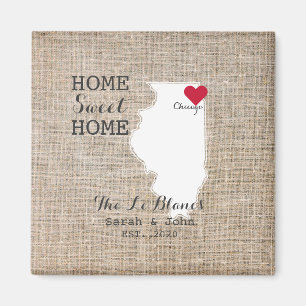 Aimant Home Sweet Home Chicago Illinois Rustic