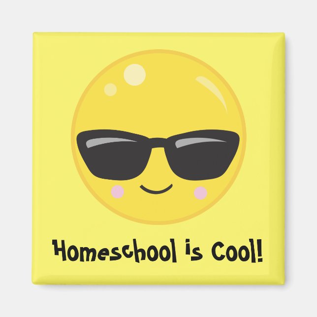 Aimant Homeschool est le sourire cool émoji (Devant)