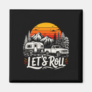 Aimant Homme allons-y camping-car camionnette montagnes