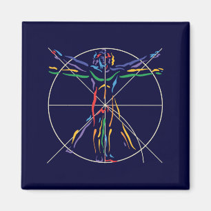 Aimant Homme d'anatomie de DaVinci en couleurs des chakra