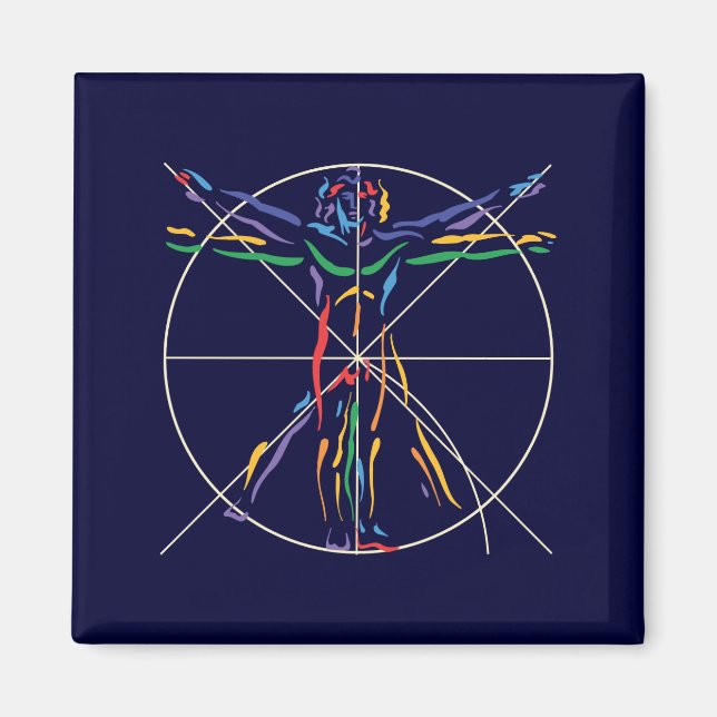 Aimant Homme d'anatomie de DaVinci en couleurs des chakra (Devant)