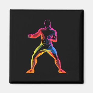 Aimant Homme de kickboxing Style de dessin animé Kickboxe