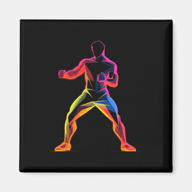 Aimant Homme de kickboxing Style de dessin animé Kickboxe (Devant)