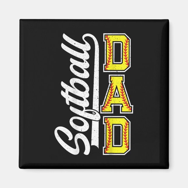 Aimant Hommes Fiers De Softball Papa Papa Coach De Fille  (Devant)