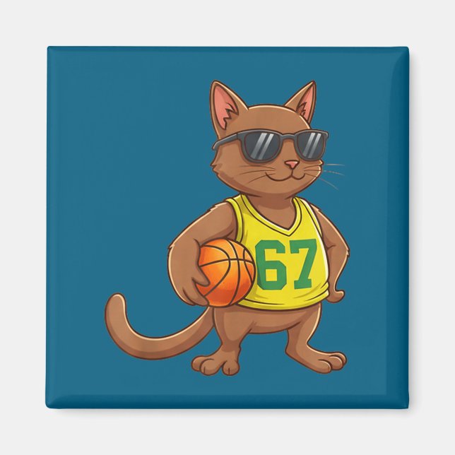 Aimant Hommes Garçons Chat Basket-ball 67 Génération Alph (Devant)