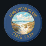 Aimant Honeymoon Island State Park Retro perturbé<br><div class="desc">Design vectoriel de Honeymoon Island State Park. Une partie d'une série d'îles-barrières qui scintillent dans le golfe du Mexique au large de la côte ouest de la Floride.</div>