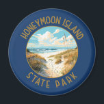 Aimant Honeymoon Island State Park Retro perturbé<br><div class="desc">Design vectoriel de Honeymoon Island State Park. Une partie d'une série d'îles-barrières qui scintillent dans le golfe du Mexique au large de la côte ouest de la Floride.</div>