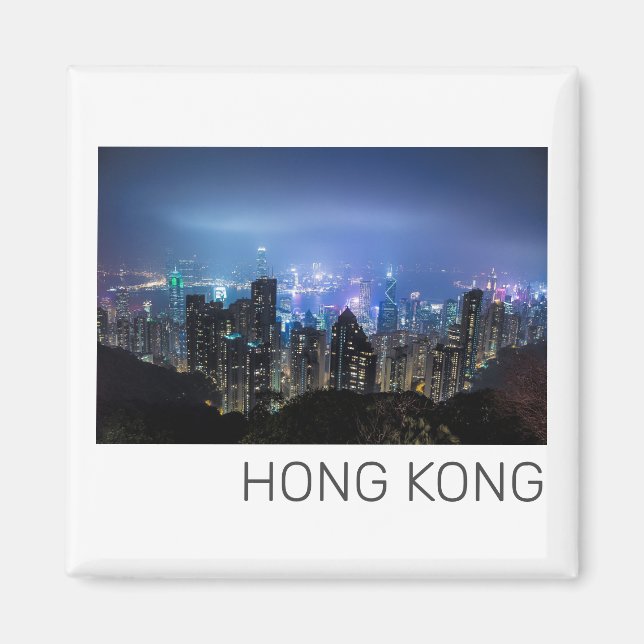 Aimant Hong Kong Island Skyline Panorama Souvenir de nuit (Devant)