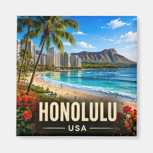 Aimant Honolulu Hawaï États-Unis Plage Waikiki Pacifique 