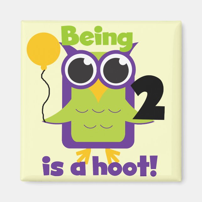 Aimant Hoot Owl 2e anniversaire T-shirts et cadeaux (Devant)