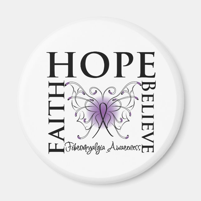 Aimant Hope Believe Faith - Fibromyalgia (Devant)
