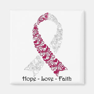 Aimant Hope Burgundy et White Awareness Ribbon