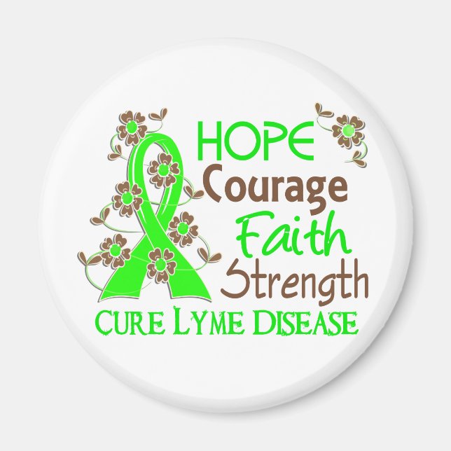 Aimant Hope Courage Faith Force 3 Maladie de Lyme (Devant)