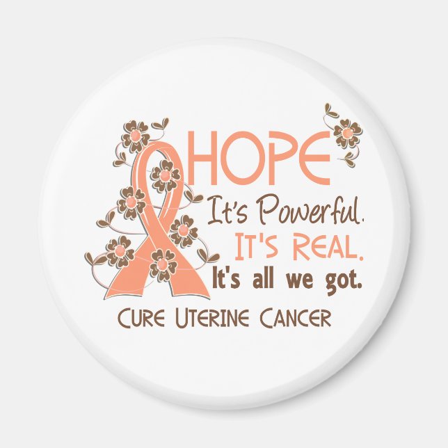 Aimant Hope Flower Ribbon Cancer utérin (Devant)