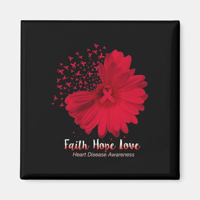 Aimant Hope Love Heart Disease Awareness Sunflower (Devant)